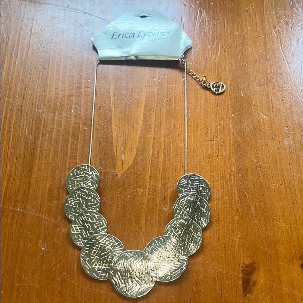 Erica Lyons Gold Textured Disc Necklace